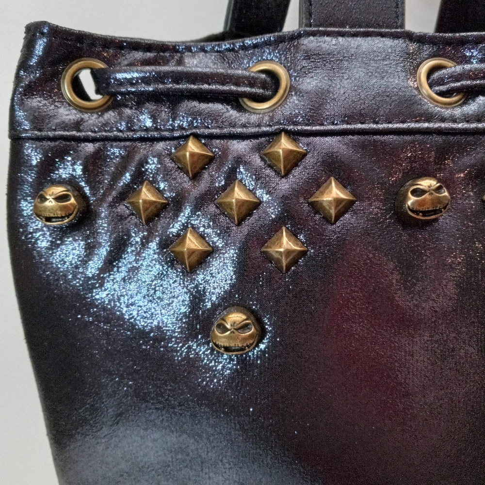 Disney Store Nightmare Before Christmas Metallic Studded Bucket Bag - Picture 3 of 12